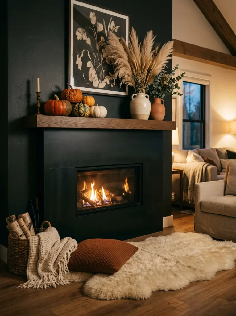 Style a Fireplace as the Ultimate Fall Focal Point Cozy fall living room