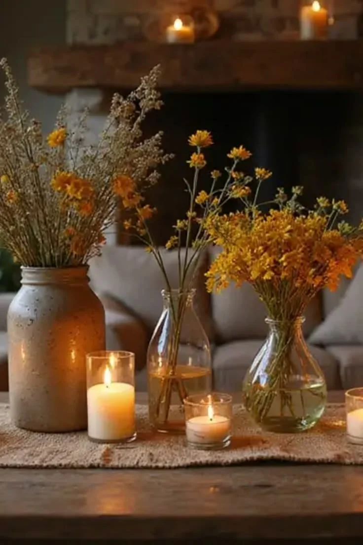 Warm Amber Glass and Candle Glow