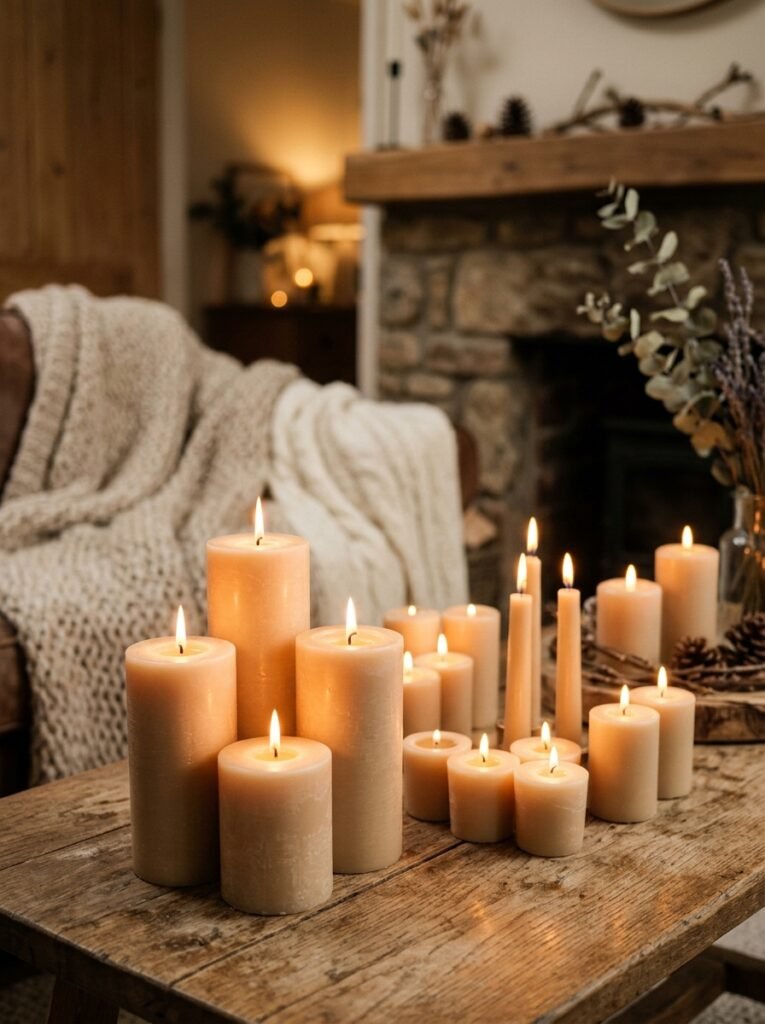 Warm Beige Candle Clusters