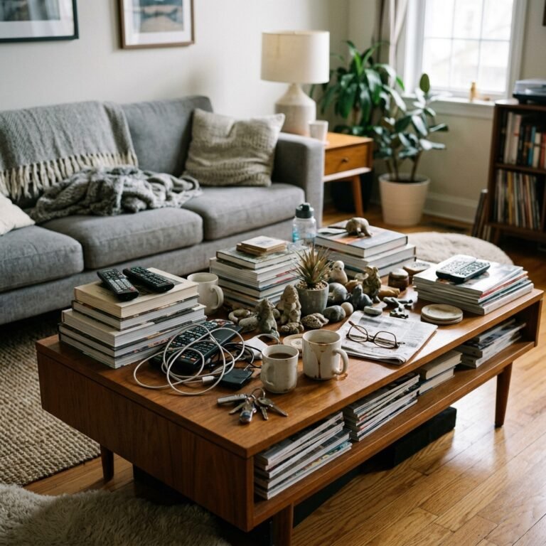 The Coffee Table Styling Mistake That Makes Living Rooms Look Cluttered